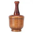 Wooden Grinding Bowl Kitchen Manual Garlic Ginger Spices Grinder Practical GO