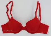 NWT Calvin Klein F3837 "Perfectly Fit" T-Shirt Microfiber Padded Bra, True Red