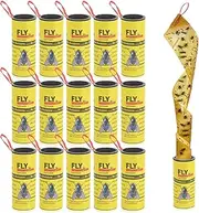 Jotia 16Pcs Fly Paper Strips Traps for Indoors Outdoor, Fruit Fly Paper Rolls Gnat Trap Sticky Tape Catcher Ribbon Set Hanging Insect Mosquito Traps