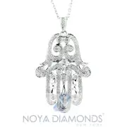 0.59 CARAT F VS2 DIAMOND HAMSA PENDANT SET IN 18K WHITE GOLD