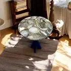 Round Agate Coffee Table with Stand Geode Stone Custom Made Modern Handmade Art
