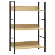 3 Layer Oak Book Shelf 60x27cm Engineered Wood Modern Design Storage Unit