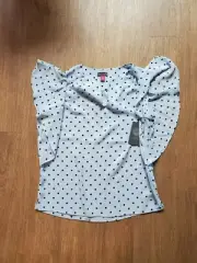 VINCE CAMUTO POLKA DOTTED BLOUSE BLUE SIZE PXS