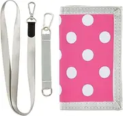 [miaozhen] Cartoon Dot Hot Pink trifold billfolds for woman Trendy colorful slim wallet with lanyard carteras para hombre, Cartoon dot hot peach, 1 size