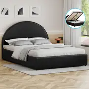 ALFORDSON Bed Frame Double Size Gas Lift Base With Storage Black Leather HOWELL