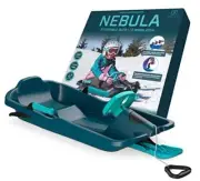 Nebula Snow Sled for Kids, Bobsled with Wheel and Brakes for Ages 3 Titan Blue
