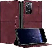 [TOUCASA] Mobile Phone Case for Oppo A57 5G 2022/A77 5G/A57 4G 2022/A57S 4G/A77 4G, PU Leather Wallet Flip Shockproof Case, with Magnetic Closure, Stand, Compatible with Oppo A57 5G 2022 (Wine Red)