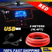 5M USB Red LED Car Interior Decor Wire Strip Atmosphere Light Lamp Replacement (for: BMW)