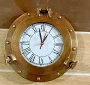 Nautical Porthole Marine 10" Brass Antique Ship Boat Porthole Clock Wall Décor