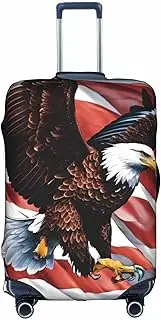 [Pvinnk] Eagle with USA Flag Print Protective Luggage Cover Elastic Washable Suitcase Protector Travel Gear Protector, White, Medium