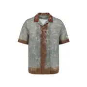 [Dries Van Noten] Dries Van Noten-Green Carltone Cotton Shirt-Uomo 52 IT