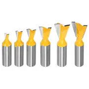 6pcs Dovetail Router Bits 1/4"-7/8" Dia 1/2" Shank Carbide14 Degree Dovetail Bit