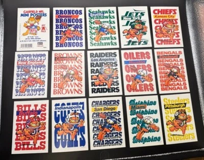 1990 Argus Garfield NFL Mini Posters/Schedules Complete AFC Complete Set Mint