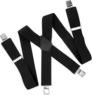 [OATIPHO] Men's Braces Pants Straps 4 Clip Suspenders for Men Fashionable Lightweight