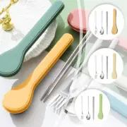 Portable Cutlery Set Stainless Steel Chopsticks Spoon Fork Set Dishwasher Safe: