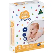Little One's Size 2 Ultra Dry Nappies Infant 4-8Kg Boys & Girls 56 pack
