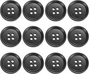 uxcell 12pcs Sewing Button 20mm (0.79") 4 Holes Resin Round Craft Replacement Buttons for Clothing DIY Crafts Decoration, Black