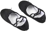 [WRITWAA] Ballet Shoes for Boys and Girls Anti-Slip Dance Shoes Simple Canvas Design Elastic Band for Secure Fit Size 44 Black