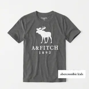 abercrombie&fitch boy logo graphic tee 經典麋鹿logo刺繡圓領短袖T-深灰