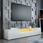 205cm RGB LED TV Stand Cabinet Wood Entertainment Unit Gloss Front Storage White