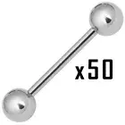 Tongue Barbell Ear Nipple 316L Surgical Steel 14G Lot of 50 Piercing