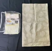 Homewear Natureware 52 X 70 Tablecloth Jacquard Cotton Poly Leaf Camel New USA