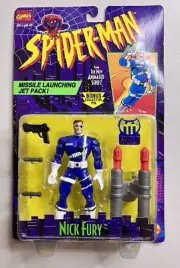 Vintage 1995 Spider-Man Animated Series NICK FURY Action Figure Toy Biz ~ MOC