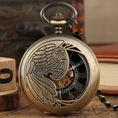 Vintage Phoenix Men's Hand-wind Mechanical Pocket Watch Roman Number FOB Chain