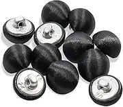 Pack of 12 Black Tuxedo Buttons 24L Shank 0.6 Inch for Craft Suit Sewing - Satin Covered