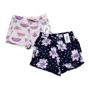 Rumi + Ryder Girls Size M 8/10 Watermelon & Floral Shorts 2-Pairs ~ NWT