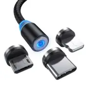 Magnetic 3 in 1 Charging cable plug bit For Iphone Android USB C Type C