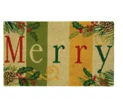 Bacova Holiday Christmas Mistletoe "Merry" 18" x 30" Doormat - Multicolor