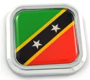 St. Kitts and Nevis Flag Square Chrome rim Emblem Car 3D Decal Badge Bumper 2"