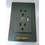 台規  TYPE-C+USB 充電 壁插 2.1A   壁插 插座充電器 三孔二位 台灣現貨