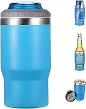 Gteller 4 in 1 Stainless Steel Can/Bottle Insulator, 14oz Two-Way Lids SUS Insulated Can Cooler, Beer Bottle holder (Azure)