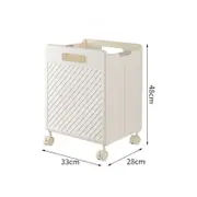 GGP Foldable Laundry Basket With Wheels Portable Rolling Hamper For Home Use 33*28*48Cm Cream Yellow