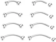 [NewkeepsR] 4 Pairs-16G/18G Titanium Bent Curved Barbell Banana Rook Front Helix Eyebrow Rings Piercing