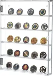 Wall Mounted Clear Acrylic Hanging Shadow Box, Challenge Coin Collector Case