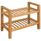 NNEVL Shoe Rack with 2 Shelves 50x27x40 cm Solid Oak Wood