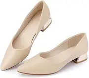 [Danglianying] Women's Chunky Closed Toe Low Block Heels Work Pumps Comfortable Dress Wedding Shoes for Party Office