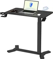 Adjustable Overbed Table with Wheels - Pneumatic Mobile Standing Desk for Hospital and Home Use