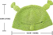 Full Head Green Hat, Shrek Hats With Cute Ears, Knitted Hat With Mask, Funny Halloween Cosplay Prop