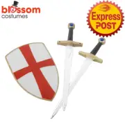 AC1511 Kids Boys Knight Crusader Set Toy Swords Shield 50cm Weapon Accessory