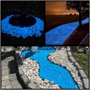 Glow in the Dark Rocks Outdoor, 500 Pcs Blue Solar Rocks for Landscaping, Outdoo