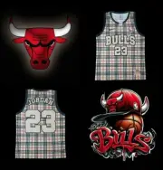 CHICAGO BULLS TARTAN MICHAEL JORDAN 23 JERSEY SIZE MEDIUM BNWT