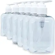 MYOC White PET Pump Bottle Refillable Empty Container Cosmetic Containers for Lotion Shampoo Massage Oils Outdoor Camping Travel 250ml (Pack of 6)