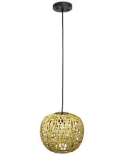 Lalia Home 1-Light 11.38in Bohemian Farmhouse Coastal Woven Paper Shade Pendant