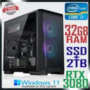 Intel Core i7 Quad Gaming PC RTX 3080 Computer 32GB RAM SSD + 2TB Desktop System