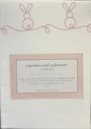 Cupcake & Cashmere Pink Embroidered Bunny Rabbit Standard Pillowcases Set 2