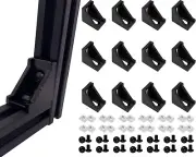 Aluminum Profile Connectors, 12 Set L Brackets w/T Nuts Bolts Black 28x28x20mm